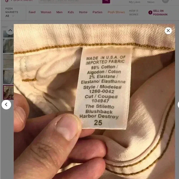 The Stiletto Blushback Harbor Destroy Pink Jeans by Current/Elliot - Picture 6 of 6